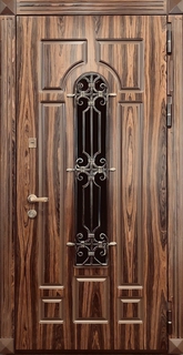 Остекленная входная дверь с терморазрывом и ковкой (МДФ ПВХ)