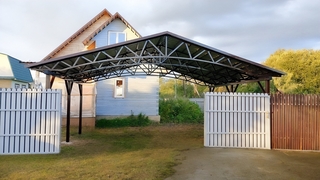 Навес двускатный с профнастилом для дачного участка